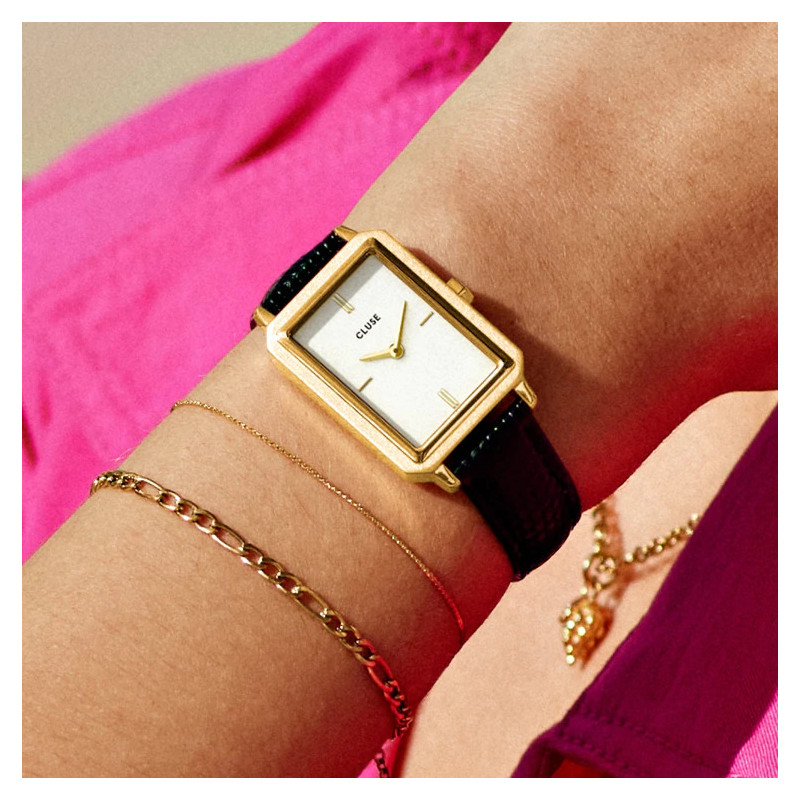 Cluse CW11504 Black Lizard/Gold - zegarek damski 9