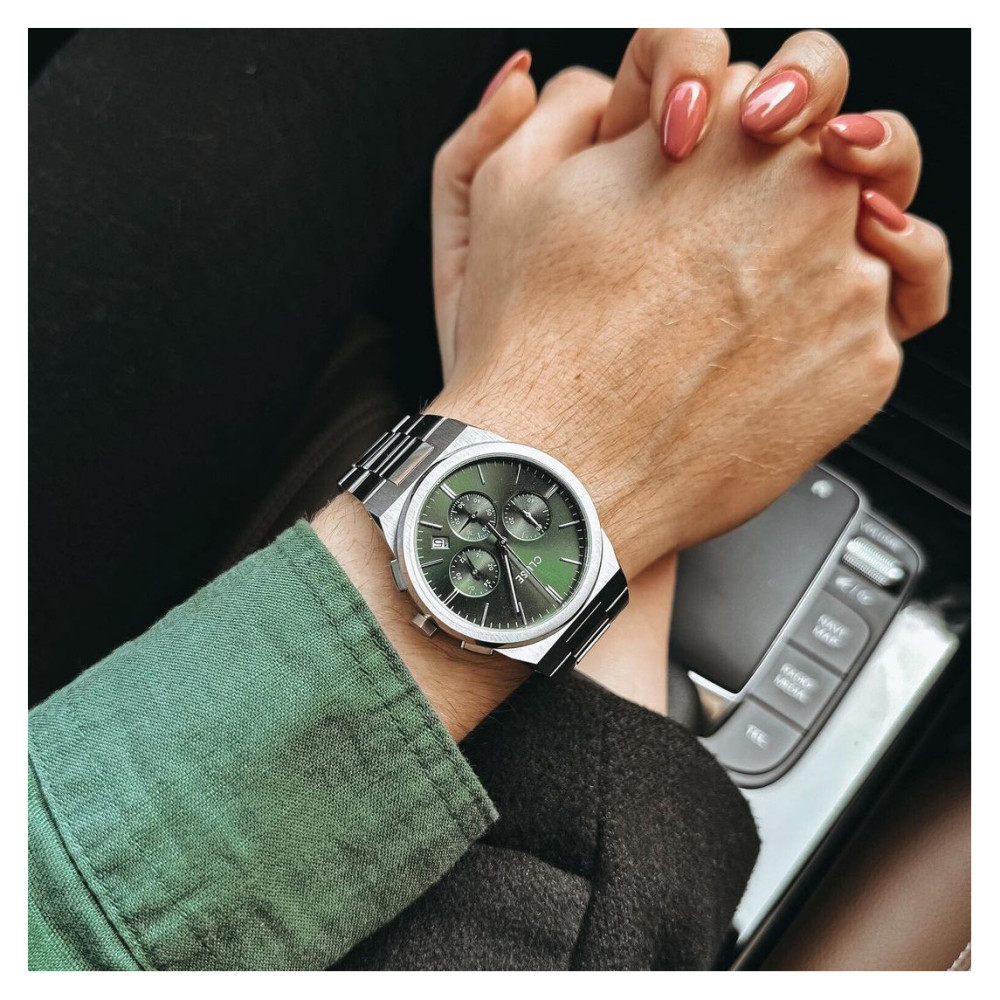 Cluse CW20803 Chrono Steel Green/Silver - zegarek męski 9