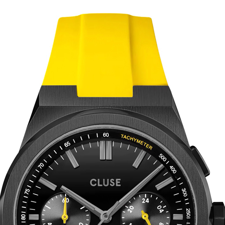 Cluse CW20809 Vigoureux Chrono Silicone Yellow Black - zegarek męski 3