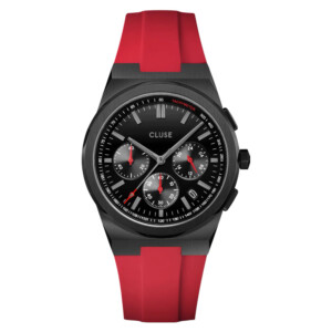 Cluse CW20810 Vigoureux Chrono Silicone Red Black - zegarek męski