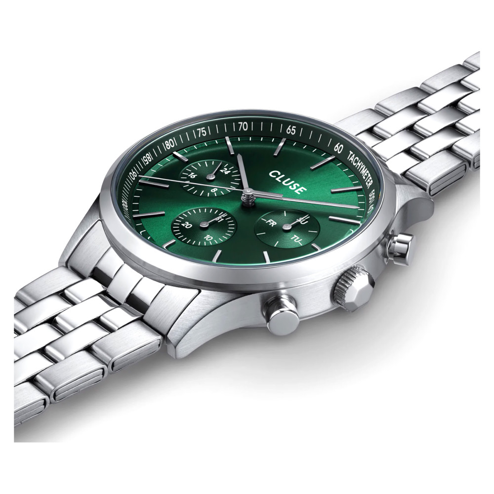 Cluse CW21002 Anthéor chrono Watch Steel green Silver Colour - zegarek męski 7