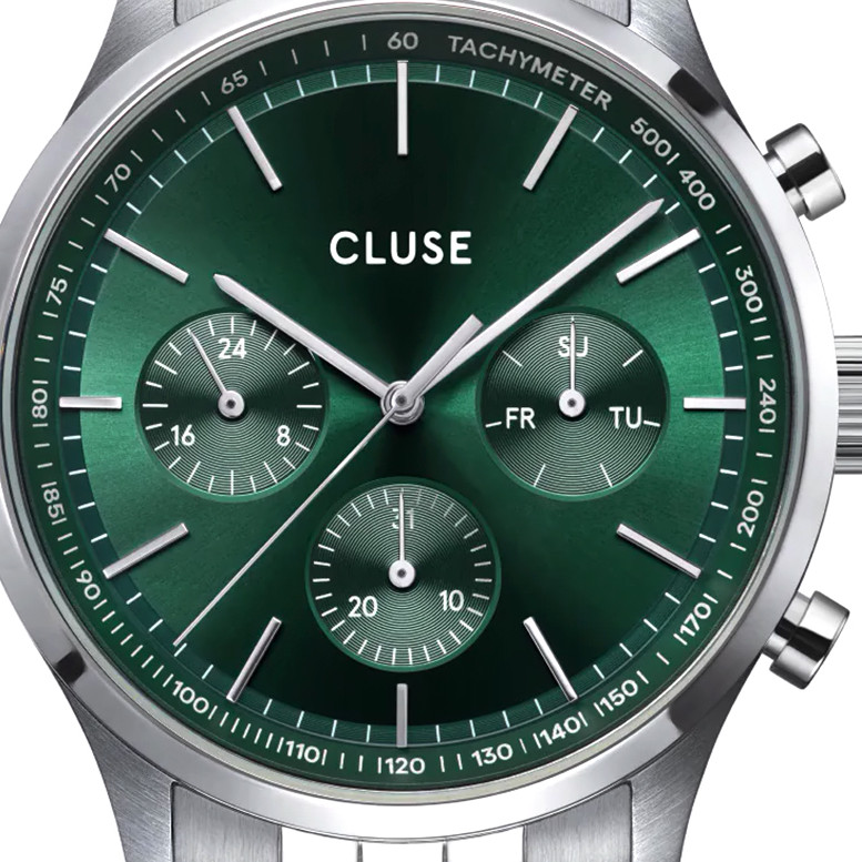 Cluse CW21002 Anthéor chrono Watch Steel green Silver Colour - zegarek męski 2