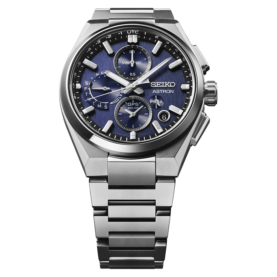Seiko SSH161J1 Astron GPS Solar 5X Dual-Time Chronograph Blue 42mm - zegarek męski 7