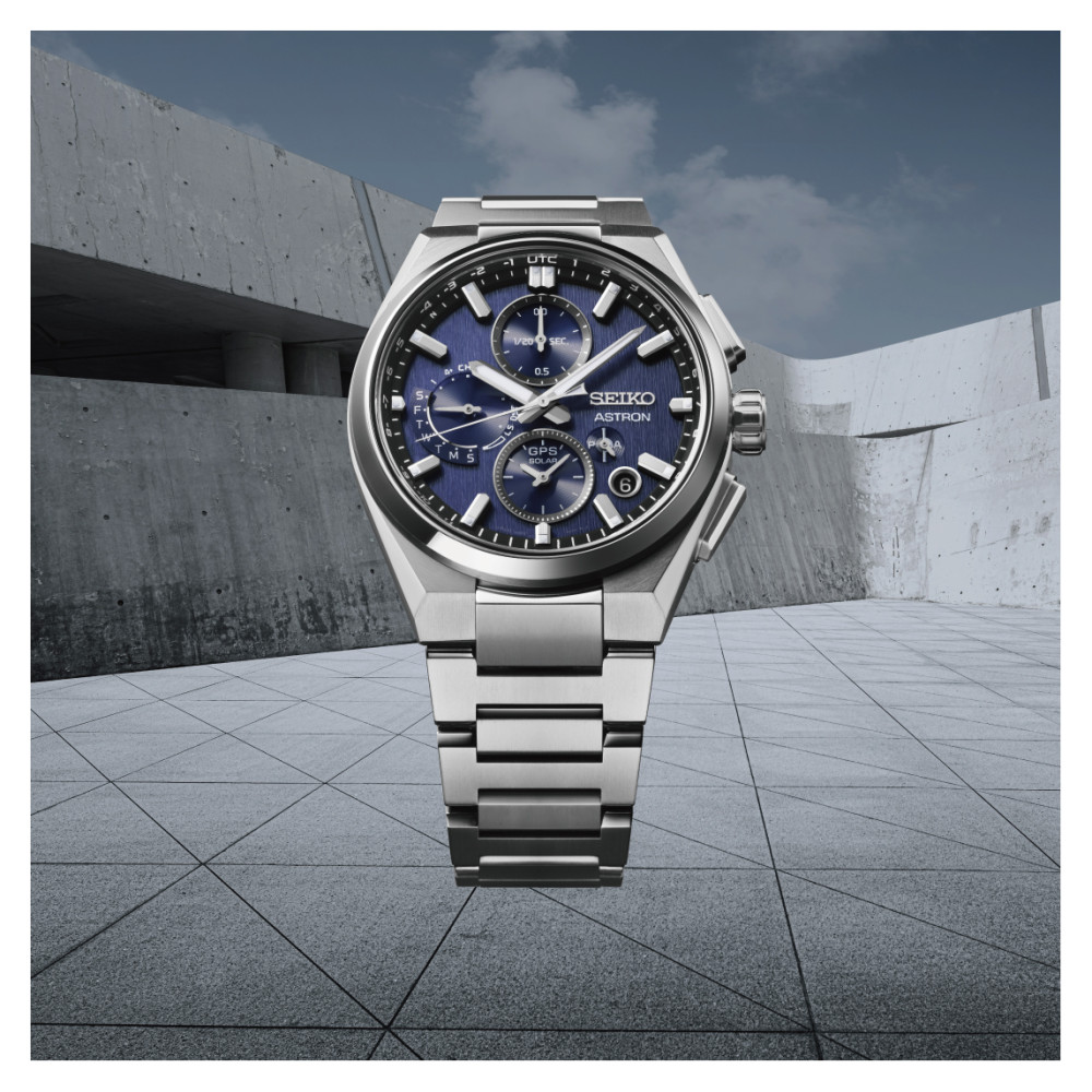 Seiko SSH161J1 Astron GPS Solar 5X Dual-Time Chronograph Blue 42mm - zegarek męski 9