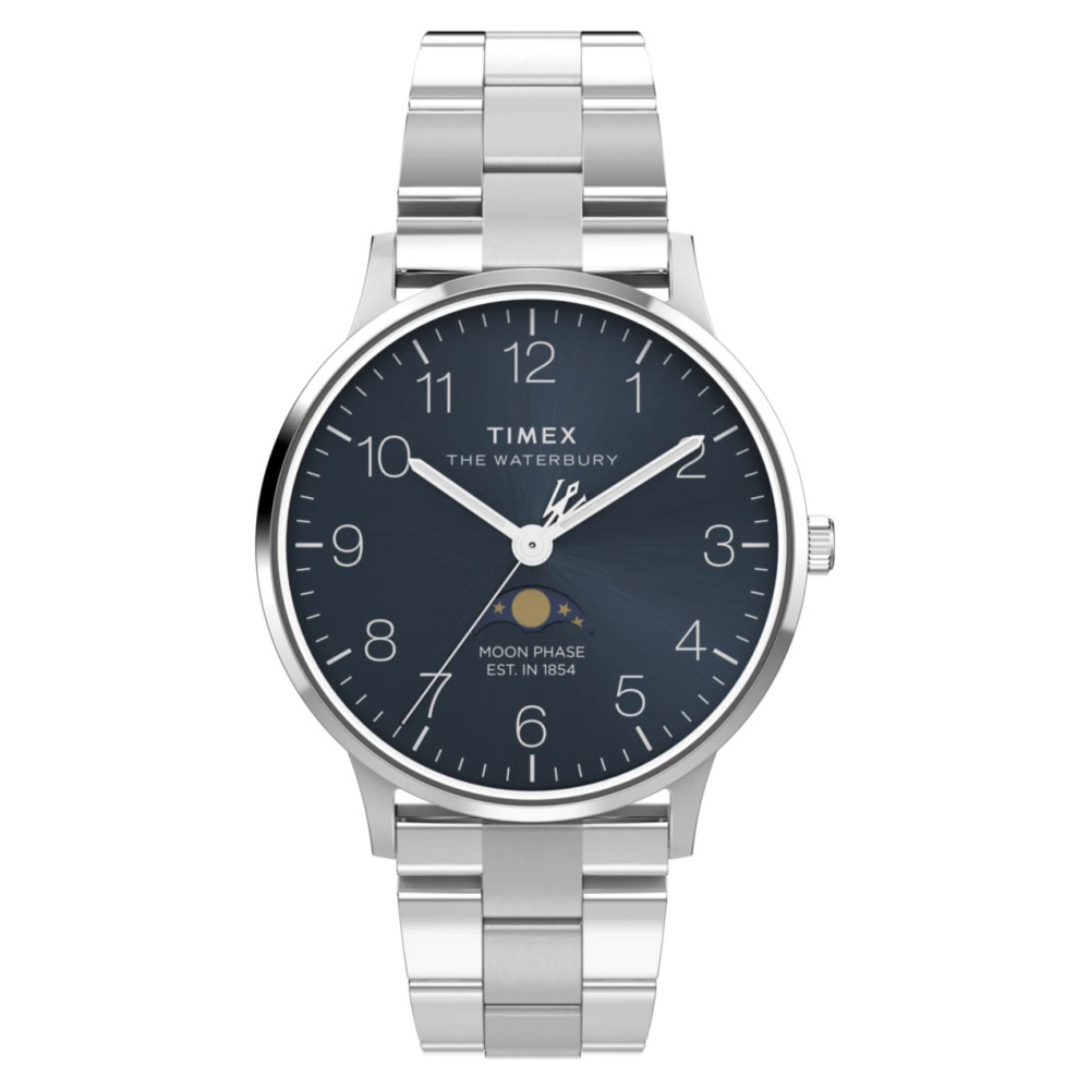 Timex TW2W75700 Waterbury Classic Moon Phase 40mm Stainless Steel Bracelet - zegarek męski 1