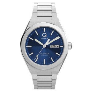 Timex TW2Y25100 Q Timex® Continental Day and Date 39mm Stainless Steel Bracelet Watch - zegarek męski