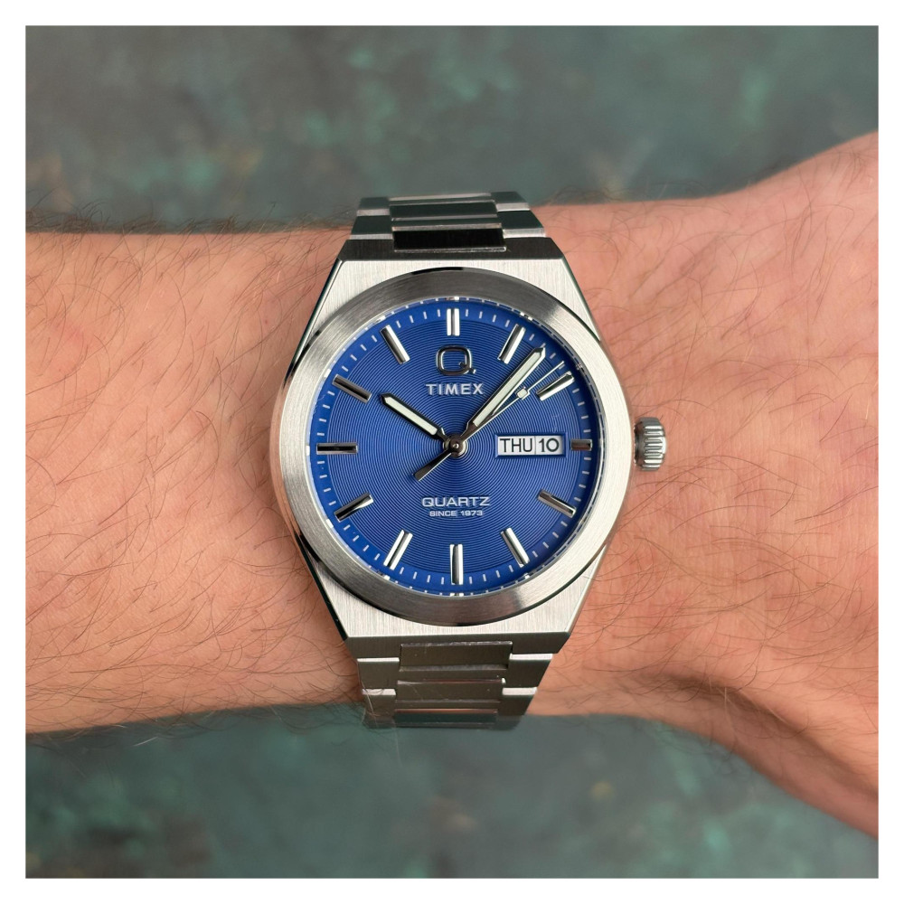 Timex TW2Y25100 Q Timex® Continental Day and Date 39mm Stainless Steel Bracelet Watch - zegarek męski 12