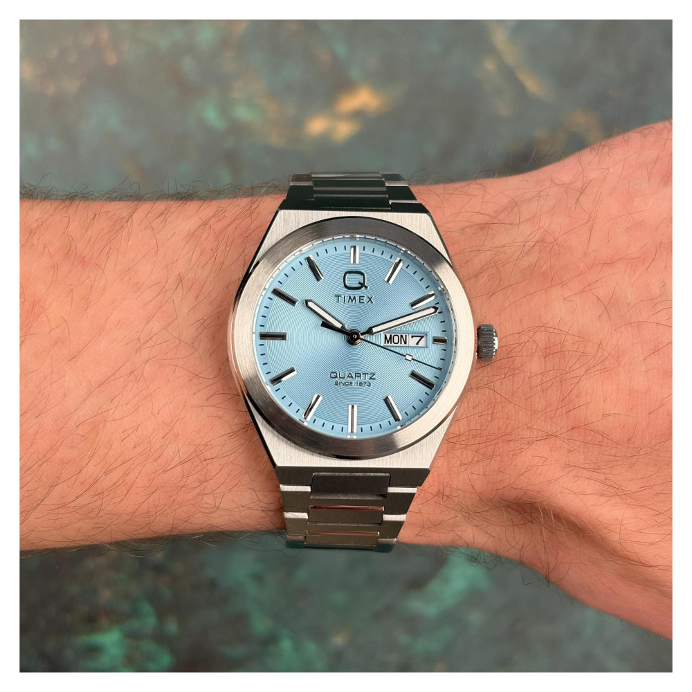 Timex TW2Y35200 Q Timex® Continental Day and Date 39mm Stainless Steel Bracelet Watch - zegarek męski 11