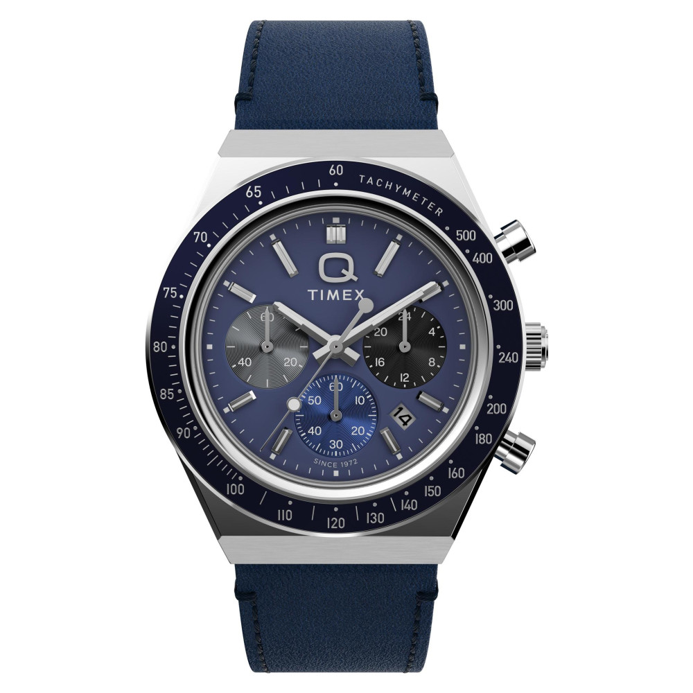 Timex TW2Y36100 Q Timex® Chronograph 40mm Leather Strap Watch - zegarek męski 1