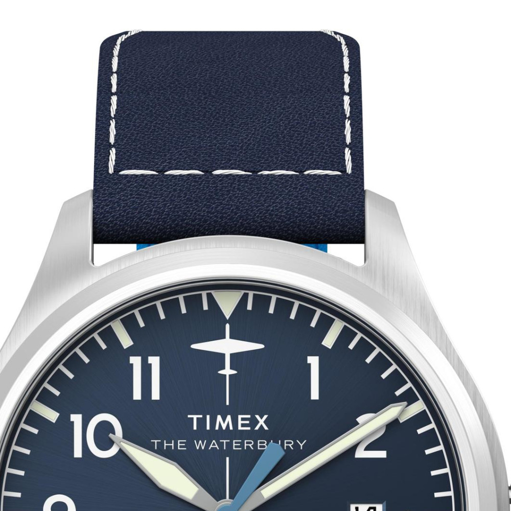 Timex TW2Y38800 Timex x Pan Am® Waterbury Ace 41mm Leather Strap Watch - zegarek męski 3