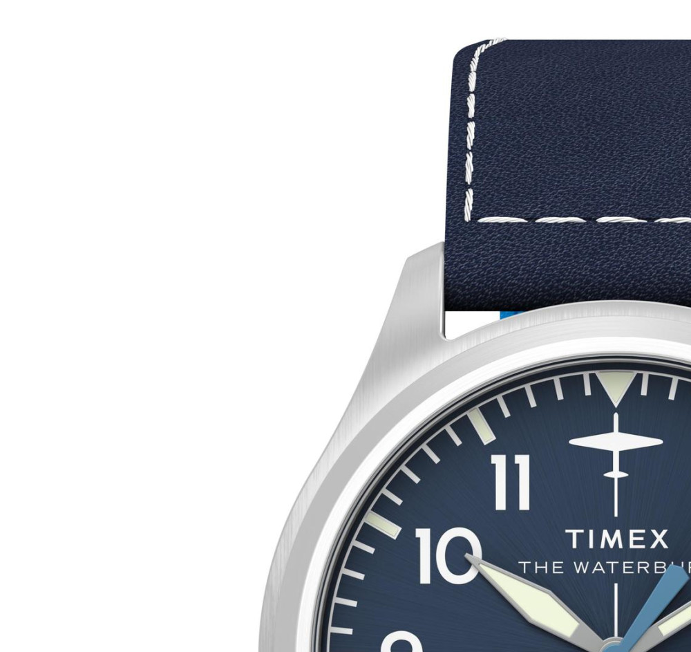 Timex TW2Y38800 Timex x Pan Am® Waterbury Ace 41mm Leather Strap Watch - zegarek męski 4