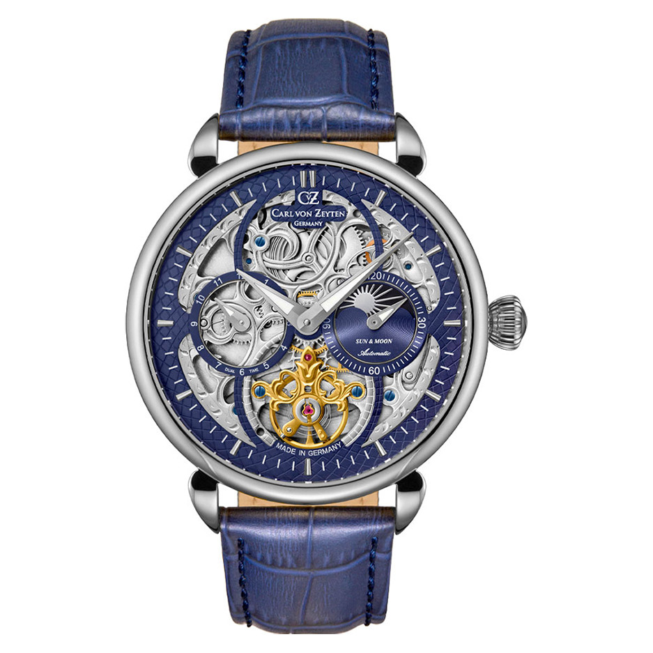 Carl von Zeyten CVZ0005SBLS Neukirch Skeleton Sun & Moon Automatic - zegarek męski 1
