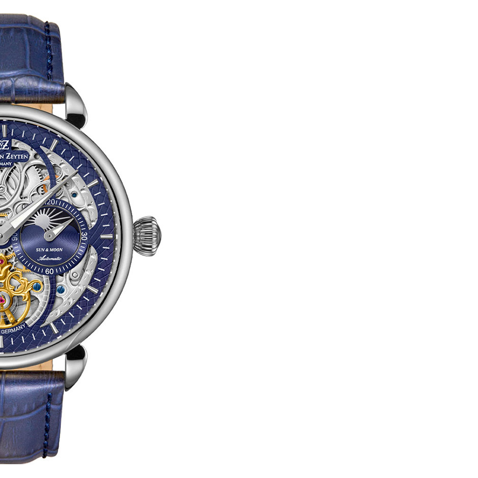 Carl von Zeyten CVZ0005SBLS Neukirch Skeleton Sun & Moon Automatic - zegarek męski 6