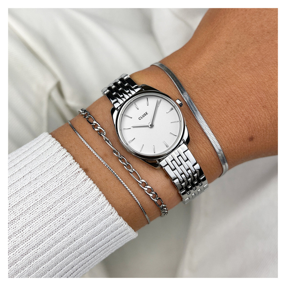 Cluse CW11706 Féroce Petite Steel White Silver - zegarek damski 9