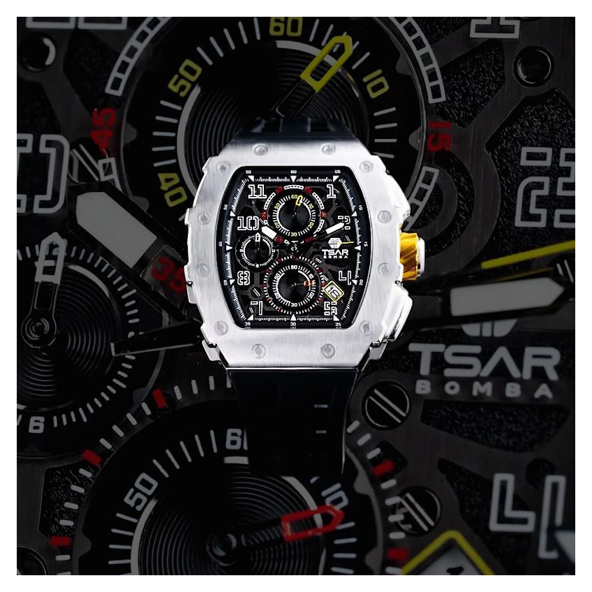 Tsar Bomba TB8204Q-13 Elemental Calendar Silver Black - zegarek męski 10