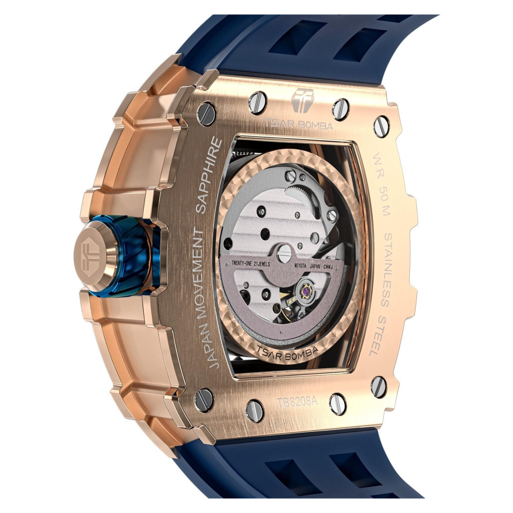 Tsar Bomba TB8208A-08 Elemental Automatic Rose Gold Blue - zegarek męski 10