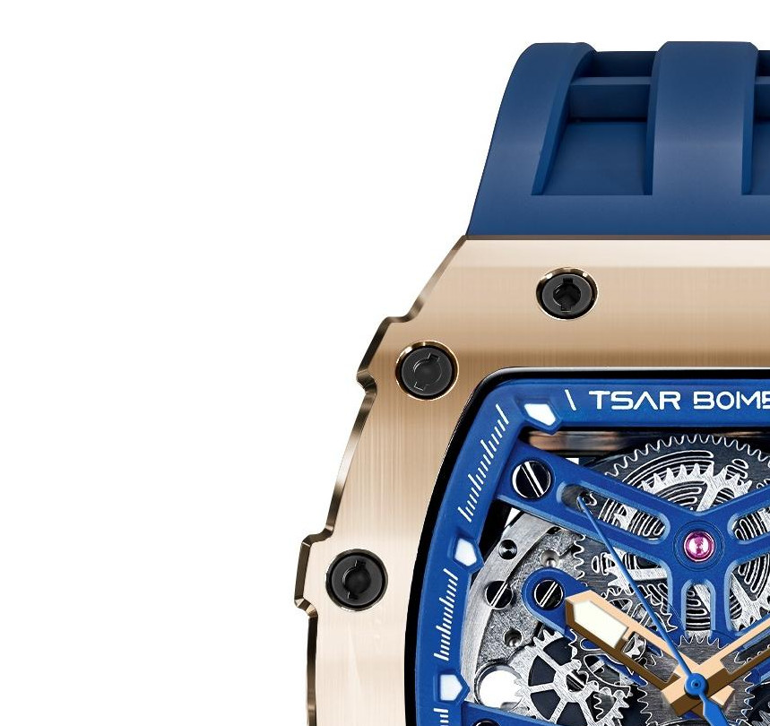 Tsar Bomba TB8208A-08 Elemental Automatic Rose Gold Blue - zegarek męski 4