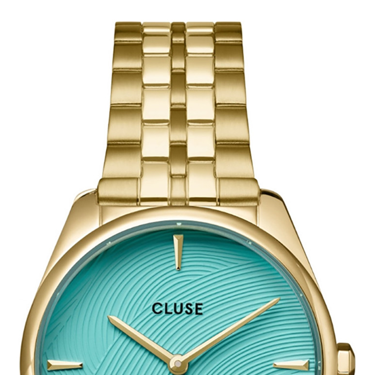 Cluse CW11220 Féroce Petite Steel Leaf Texture Pool Blue/Gold - zegarek damski 3