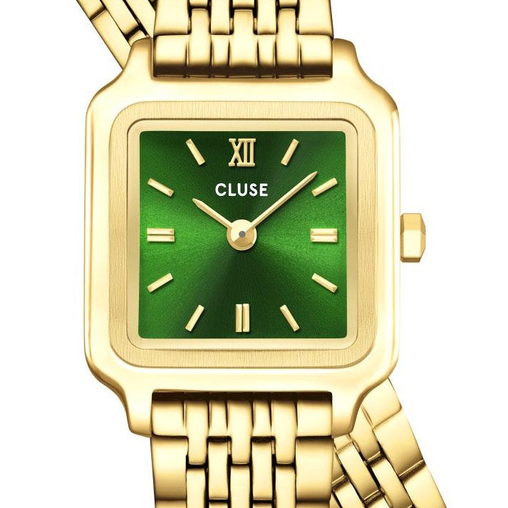 Cluse CW15504 Gracieuse Mini Double Steel Forest Green Gold - zegarek damski 2