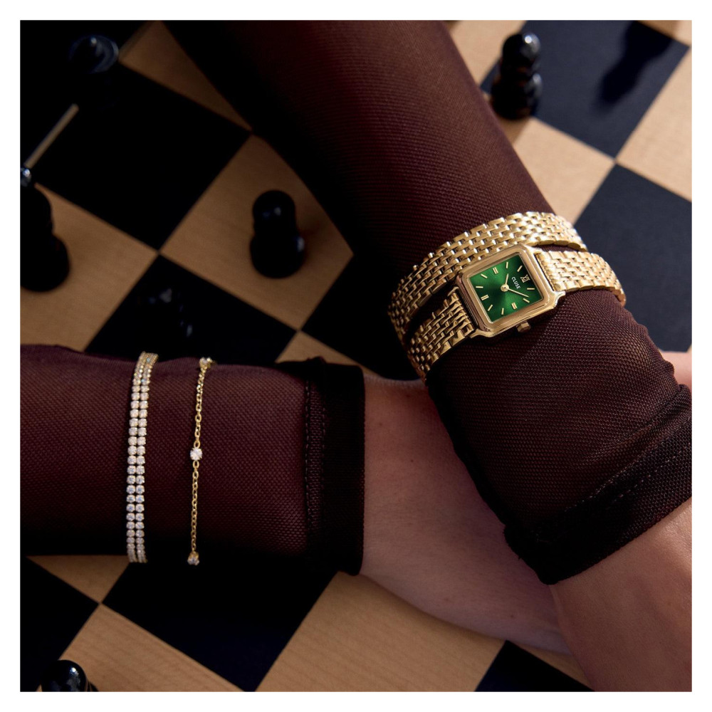 Cluse CW15504 Gracieuse Mini Double Steel Forest Green Gold - zegarek damski 11