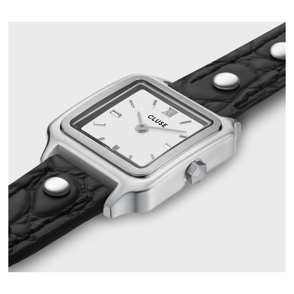 Cluse CW15508 Gracieuse Mini Double Leather Black Studs Silver - zegarek damski 7