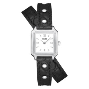 Cluse CW15508 Gracieuse Mini Double Leather Black Studs Silver - zegarek damski