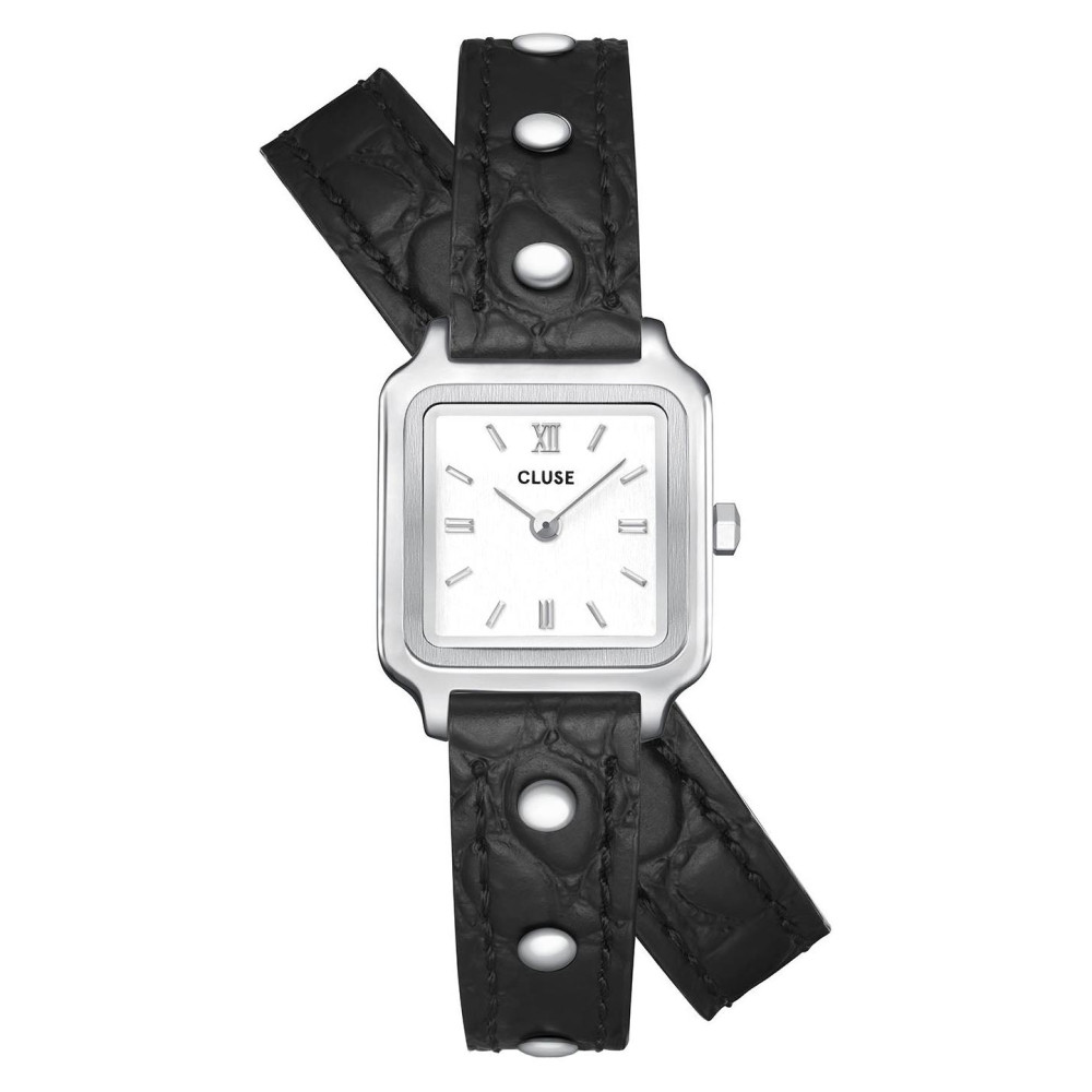 Cluse CW15508 Gracieuse Mini Double Leather Black Studs Silver - zegarek damski 1