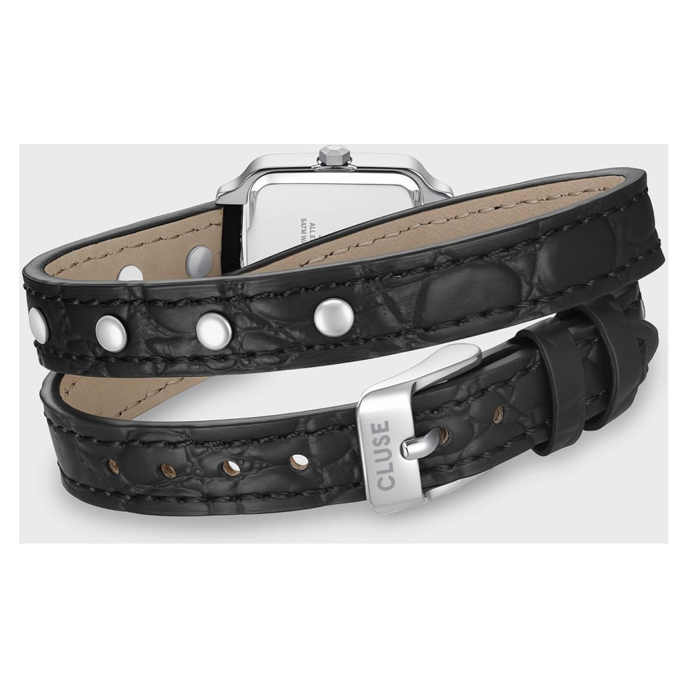 Cluse CW15508 Gracieuse Mini Double Leather Black Studs Silver - zegarek damski 8