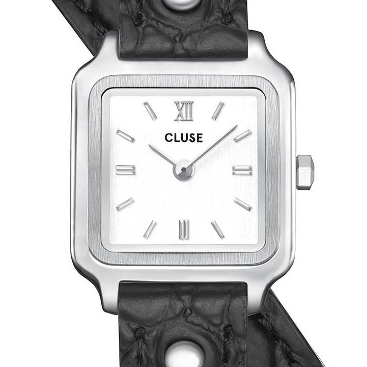 Cluse CW15508 Gracieuse Mini Double Leather Black Studs Silver - zegarek damski 2