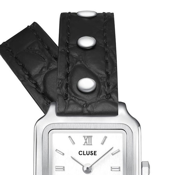 Cluse CW15508 Gracieuse Mini Double Leather Black Studs Silver - zegarek damski 3