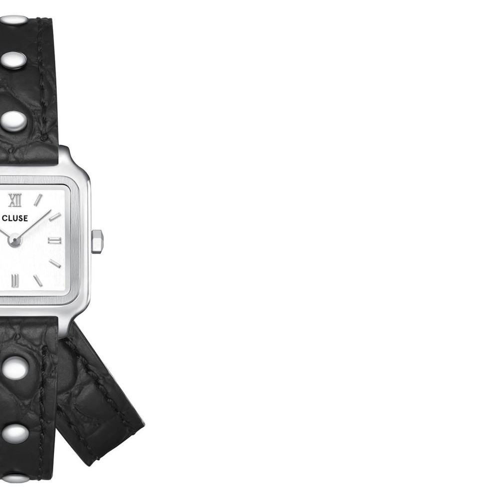 Cluse CW15508 Gracieuse Mini Double Leather Black Studs Silver - zegarek damski 6