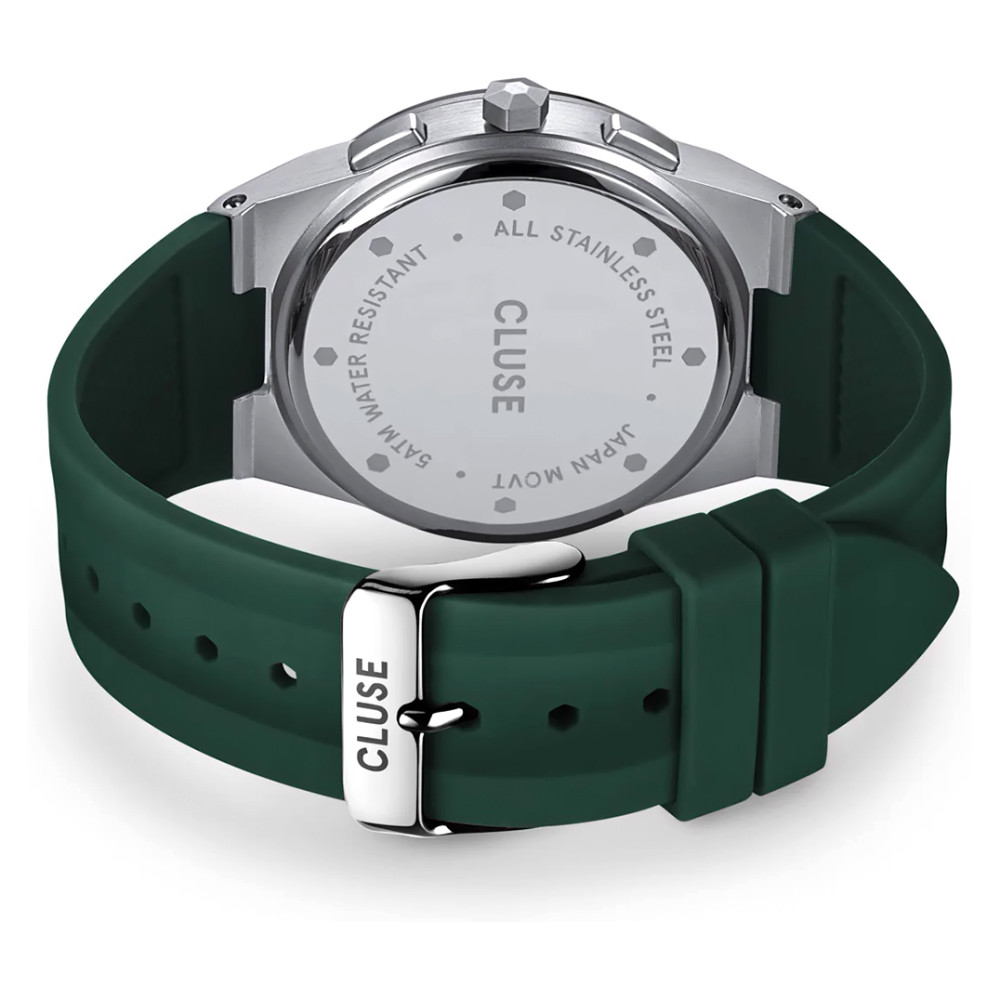 Cluse CW20808 Vigoureux Chrono Silicone Green Silver - zegarek męski 9
