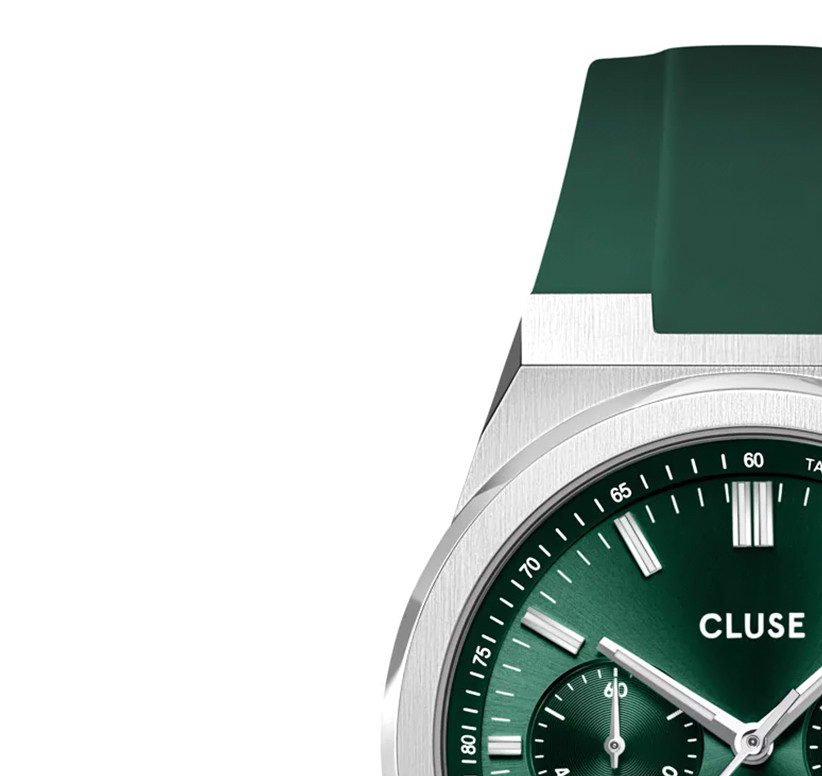 Cluse CW20808 Vigoureux Chrono Silicone Green Silver - zegarek męski 4