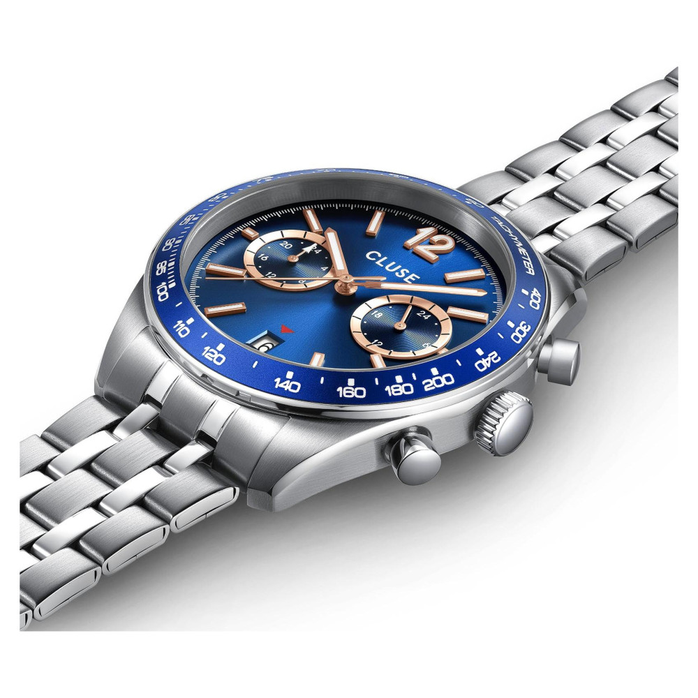 Cluse CW25601 Aravis Dual Timer Steel Blue Silver - zegarek męski 7