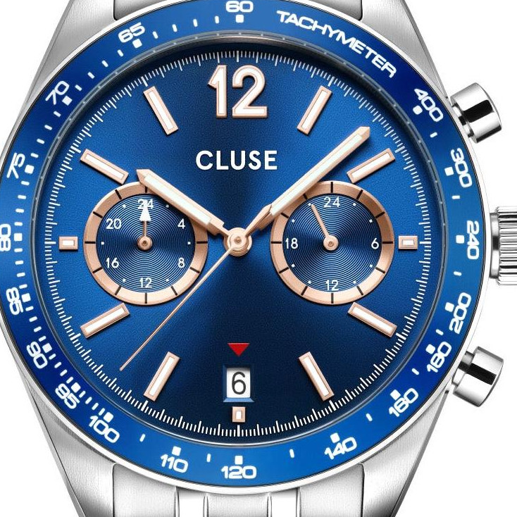 Cluse CW25601 Aravis Dual Timer Steel Blue Silver - zegarek męski 2