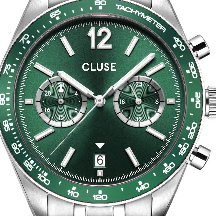 Cluse CW25602 Aravis Dual Timer Steel Green Silver - zegarek męski 2