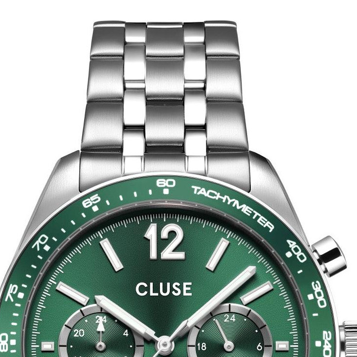 Cluse CW25602 Aravis Dual Timer Steel Green Silver - zegarek męski 3