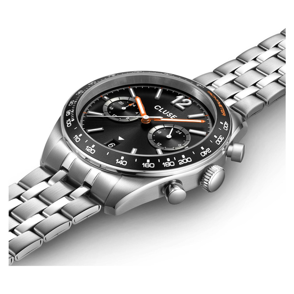 Cluse CW25603 Aravis Dual Timer Steel Black Silver - zegarek męski 7