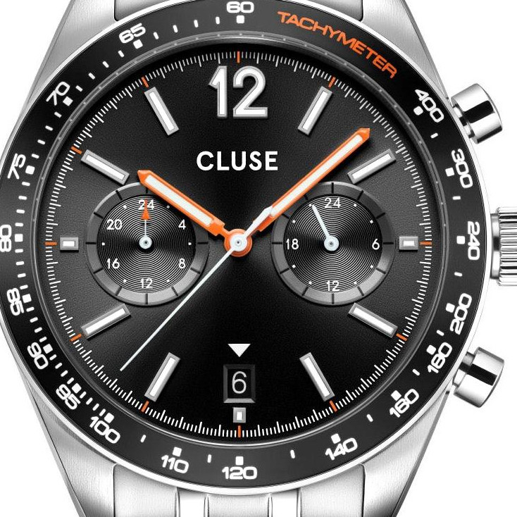 Cluse CW25603 Aravis Dual Timer Steel Black Silver - zegarek męski 2