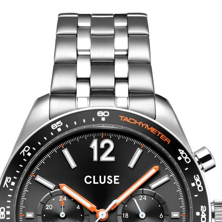 Cluse CW25603 Aravis Dual Timer Steel Black Silver - zegarek męski 3