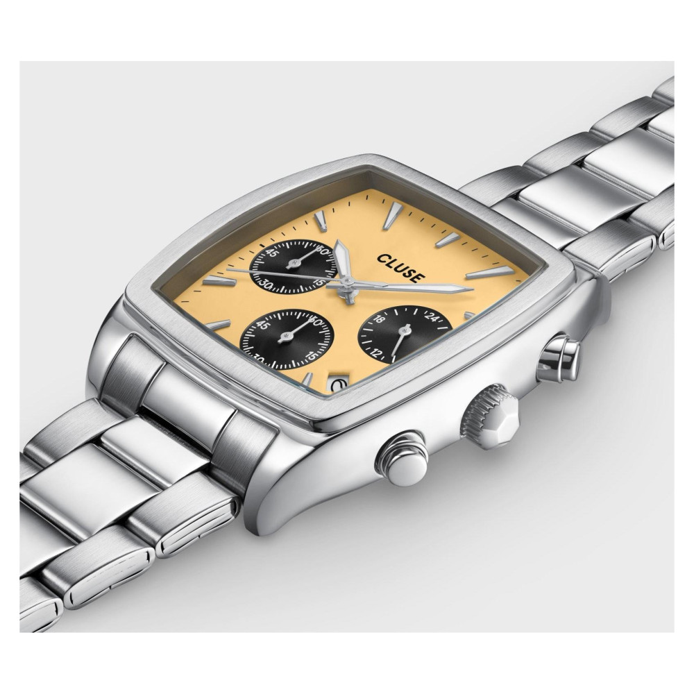 Cluse CW52004 Quartaut Chrono Steel Yellow and Grey Silver - zegarek męski 7