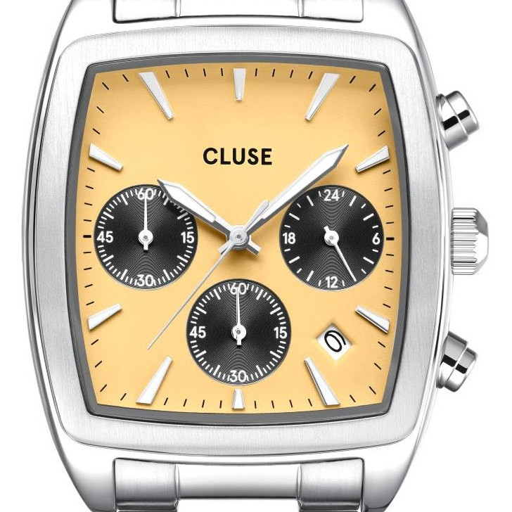 Cluse CW52004 Quartaut Chrono Steel Yellow and Grey Silver - zegarek męski 2