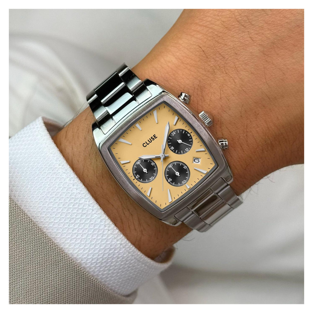 Cluse CW52004 Quartaut Chrono Steel Yellow and Grey Silver - zegarek męski 9