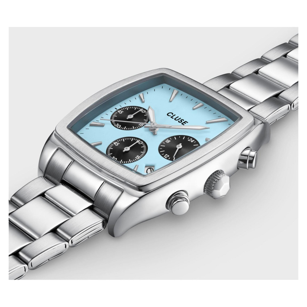 Cluse CW52005 Quartaut Chrono Steel Blue and Black Silver - zegarek męski 7