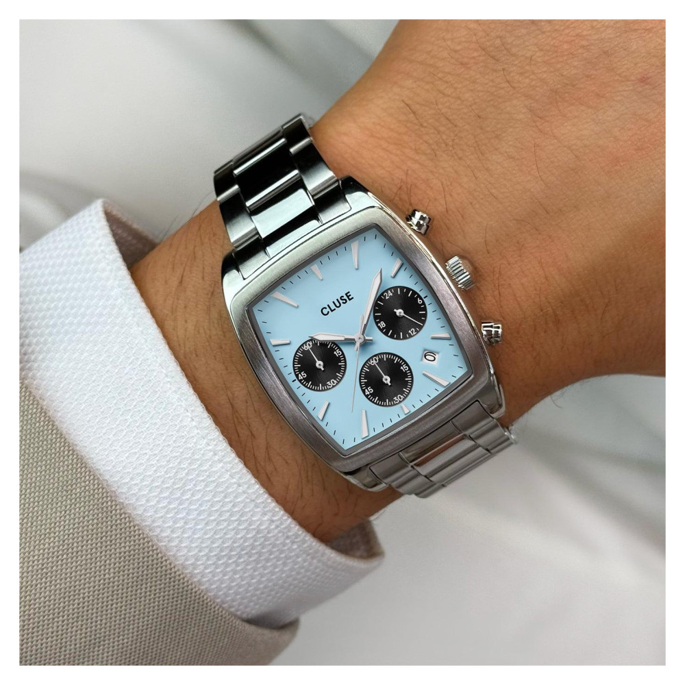 Cluse CW52005 Quartaut Chrono Steel Blue and Black Silver - zegarek męski 9