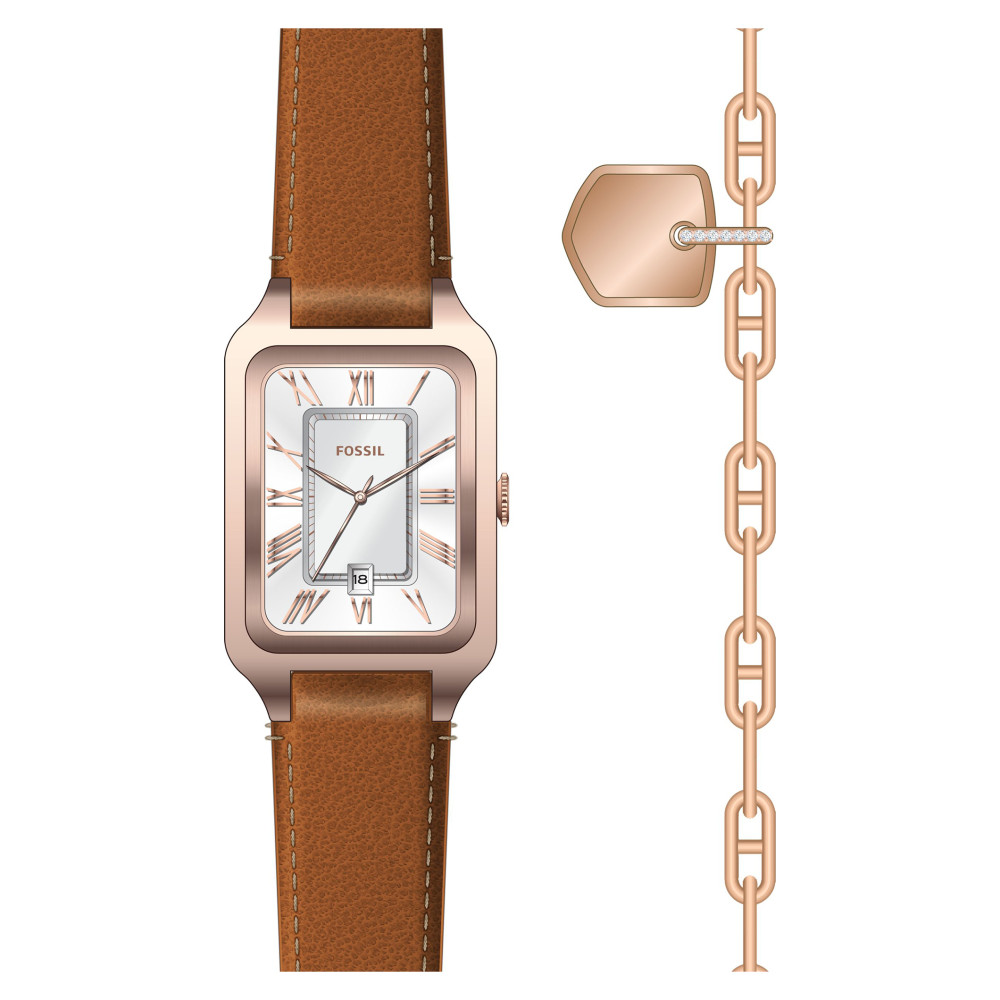 Fossil ES5377SET Brown Leather Strap Gift Set 23mm - zegarek damski 1