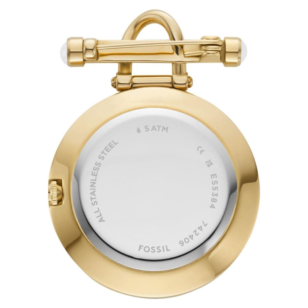 Fossil ES5384 Three-Hand Gold-Tone Stainless Steel Watch Brooch - zegarek damski 7