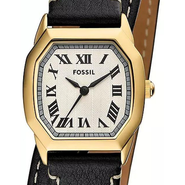 Fossil ES5404 Harlow Black Leather Strap 27mm - zegarek damski 2