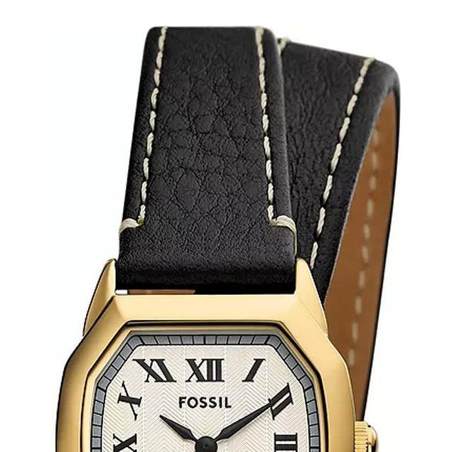 Fossil ES5404 Harlow Black Leather Strap 27mm - zegarek damski 3