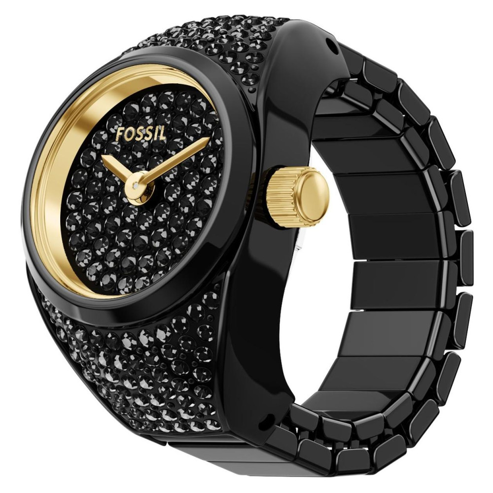 Fossil ES5449 w formie pierścionka w kolorze czarnym - zegarek damski 1
